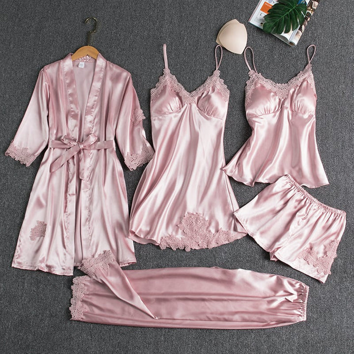 Noga - 5-Piece Silk Night Wear Set