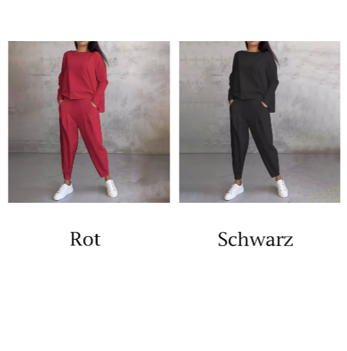 Ophélie - Long Sleeves with Round Neck &amp; Pants 2 Piece Set