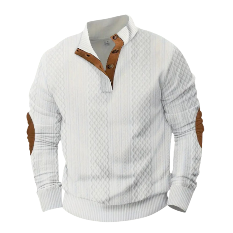 Pull matelassé pour homme | Empiècements aux coudes en imitation daim | Tricots décontractés d'automne Canada