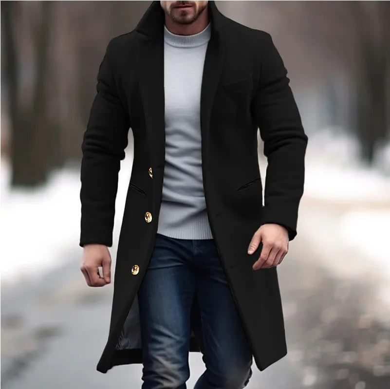 Manteau homme en laine mélangée | Coupe ajustée | Manteau habillé à simple boutonnage