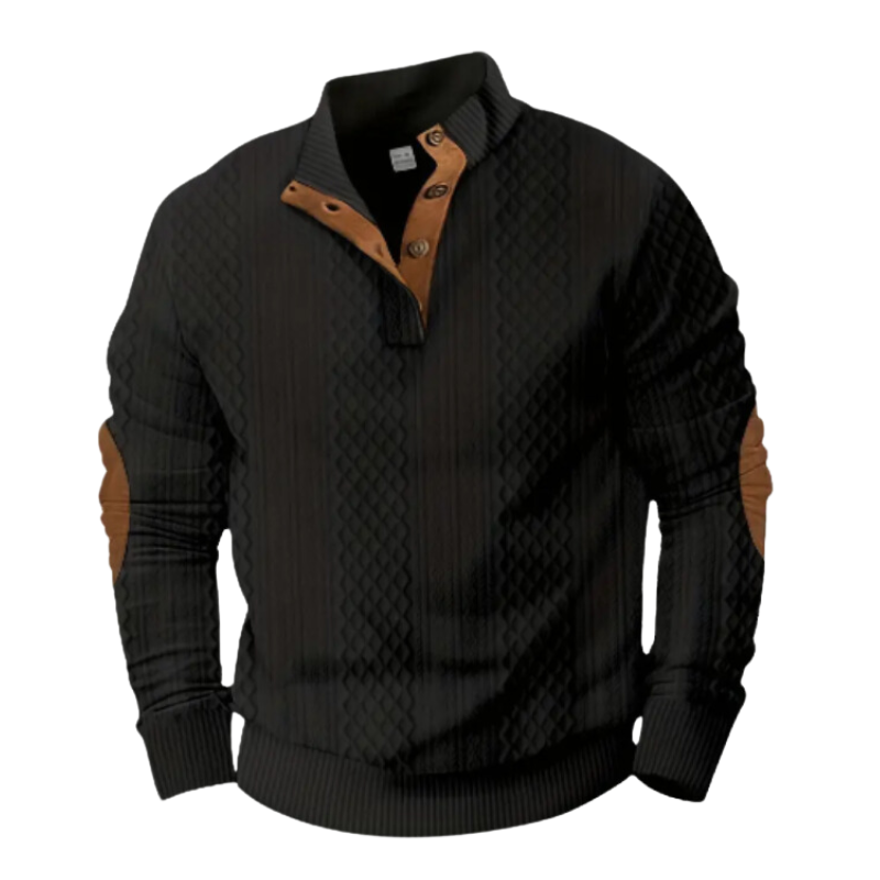 Pull matelassé pour homme | Empiècements aux coudes en imitation daim | Tricots décontractés d'automne Canada
