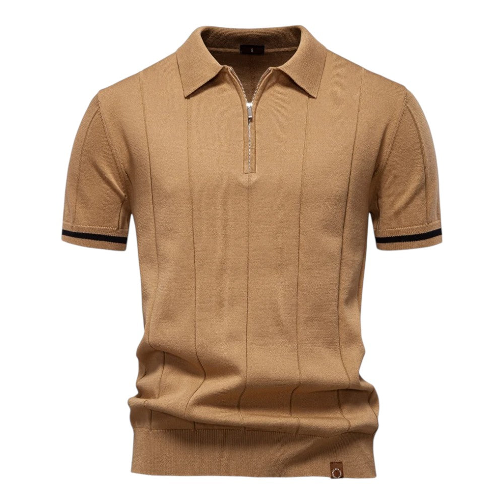 Knit Polo Shirt with Quarter Zip | Modern Casual Fit | Lightweight Comfort