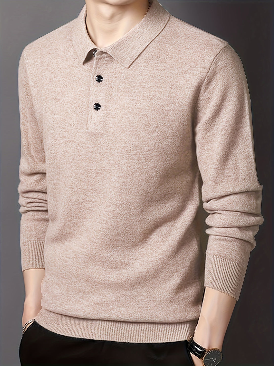 Men’s Knit Polo Sweater | Lightweight Button Collar Pullover | Casual Smart Layer