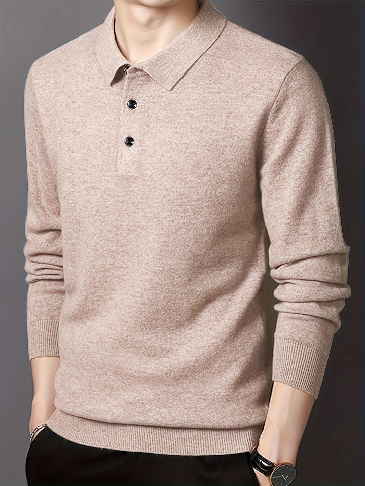 Men’s Knit Polo Sweater | Lightweight Button Collar Pullover | Casual Smart Layer