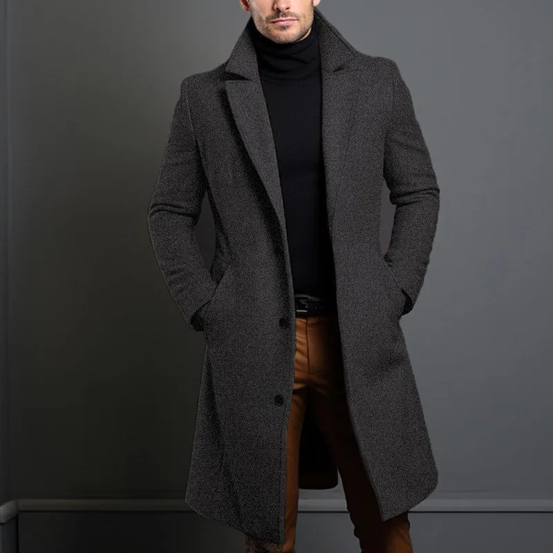 Manteau homme en laine mélangée | Coupe ajustée | Manteau habillé à simple boutonnage