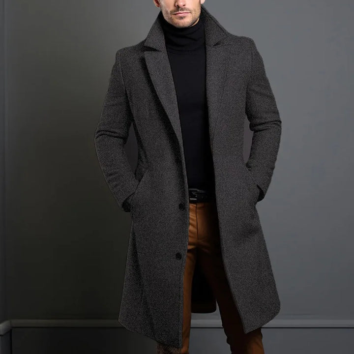 Manteau homme en laine mélangée | Coupe ajustée | Manteau habillé à simple boutonnage