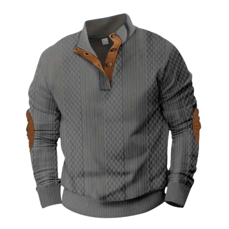 Pull matelassé pour homme | Empiècements aux coudes en imitation daim | Tricots décontractés d'automne Canada