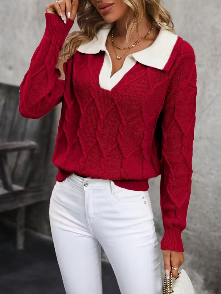 Ferina - Knitted turtleneck sweater with textured pattern and elegant finish