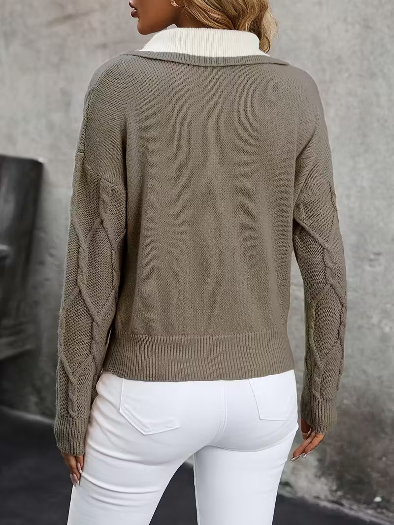 Ferina - Knitted turtleneck sweater with textured pattern and elegant finish