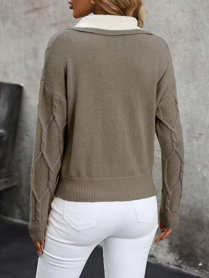 Ferina - Knitted turtleneck sweater with textured pattern and elegant finish