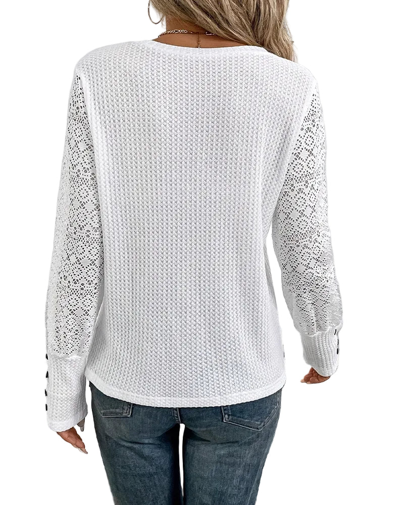 Lace Crochet Top Long Sleeves