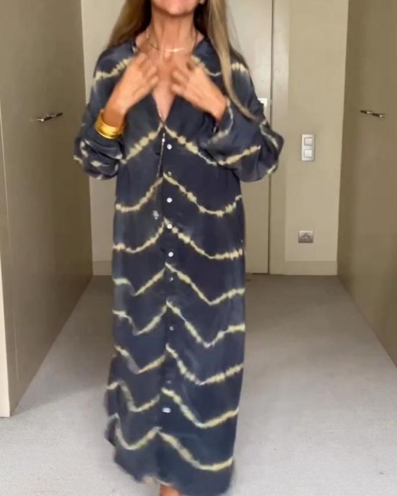 Ania - Boho Striped Long Sleeve Dress