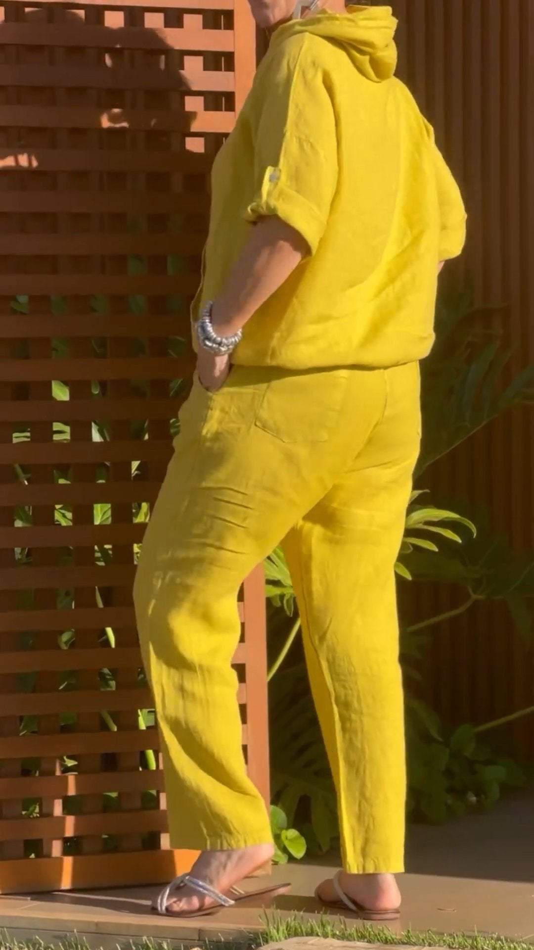 Kassira - Two-piece set with hood and zipper in cotton and linen