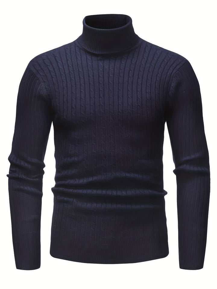 Men’s Cable Knit Turtleneck Sweater | Slim Fit Winter Pullover