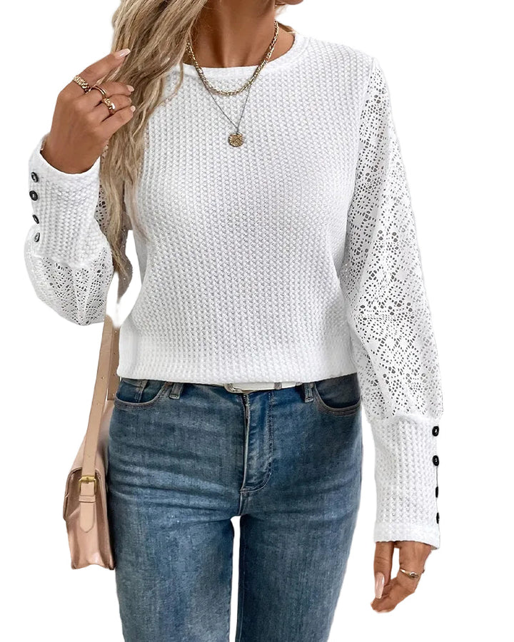 Lace Crochet Top Long Sleeves