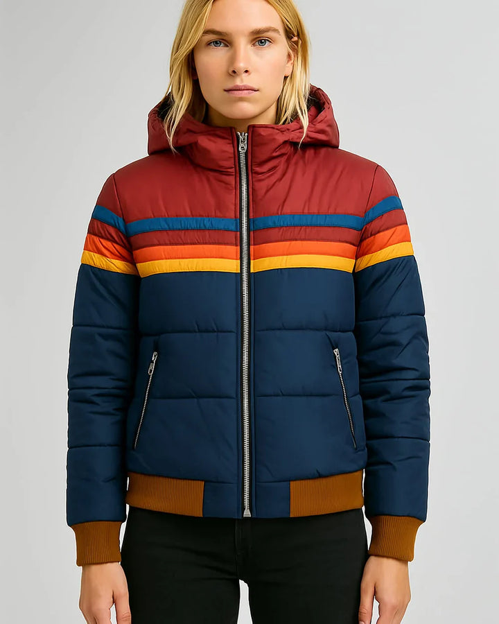 Monique - Women's Winter Down Jacket with Hood and Oversize Pockets
