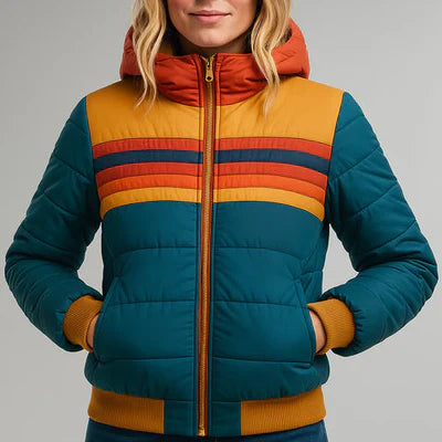Monique - Women's Winter Down Jacket with Hood and Oversize Pockets