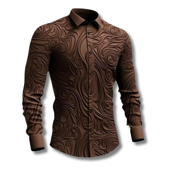 Chemise homme à manches longues en relief | Motif audacieux | Coupe cintrée