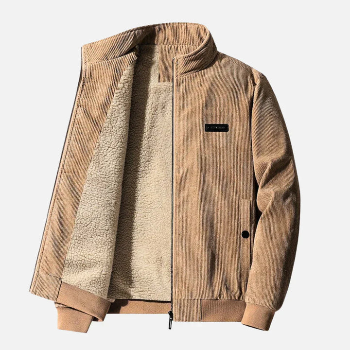 Veste en velours côtelé doublée polaire | Style bomber zippé | Vêtement d'extérieur chaud et décontracté