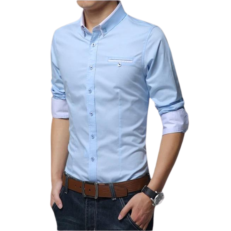 Men’s Dress Shirt | Long Sleeve Button-Up with Contrast Collar | Formal Casual Canada