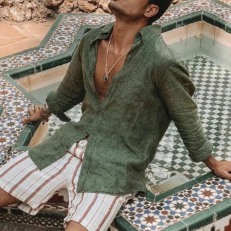 Men’s Linen-Cotton Relaxed Shirt | Lightweight Button-Up for Everyday Wear