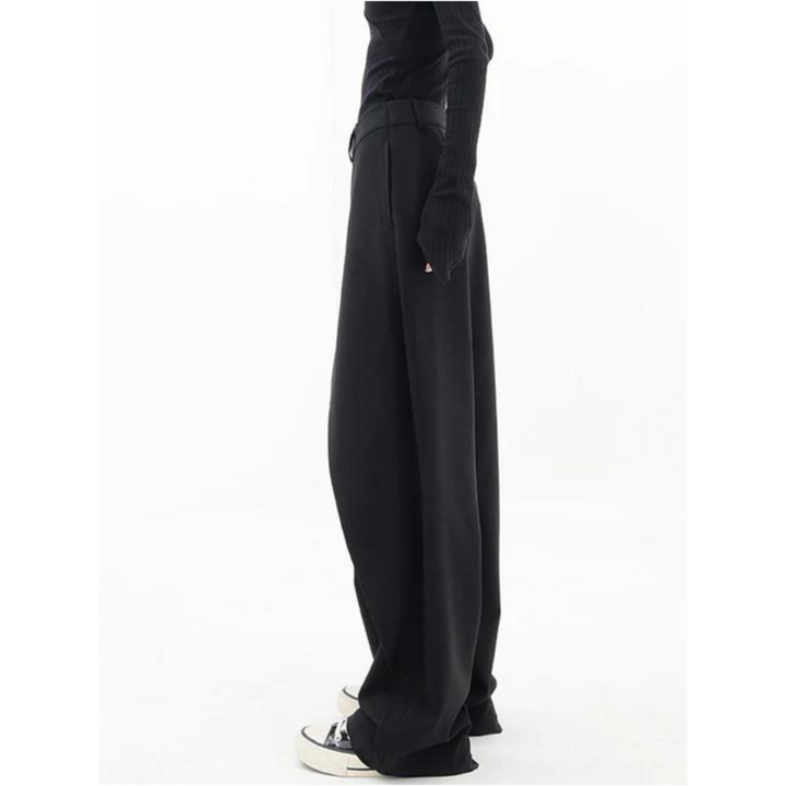 Asymmetrical Wide-Leg Trousers | Overlap Front Detail | Tailored Street Style