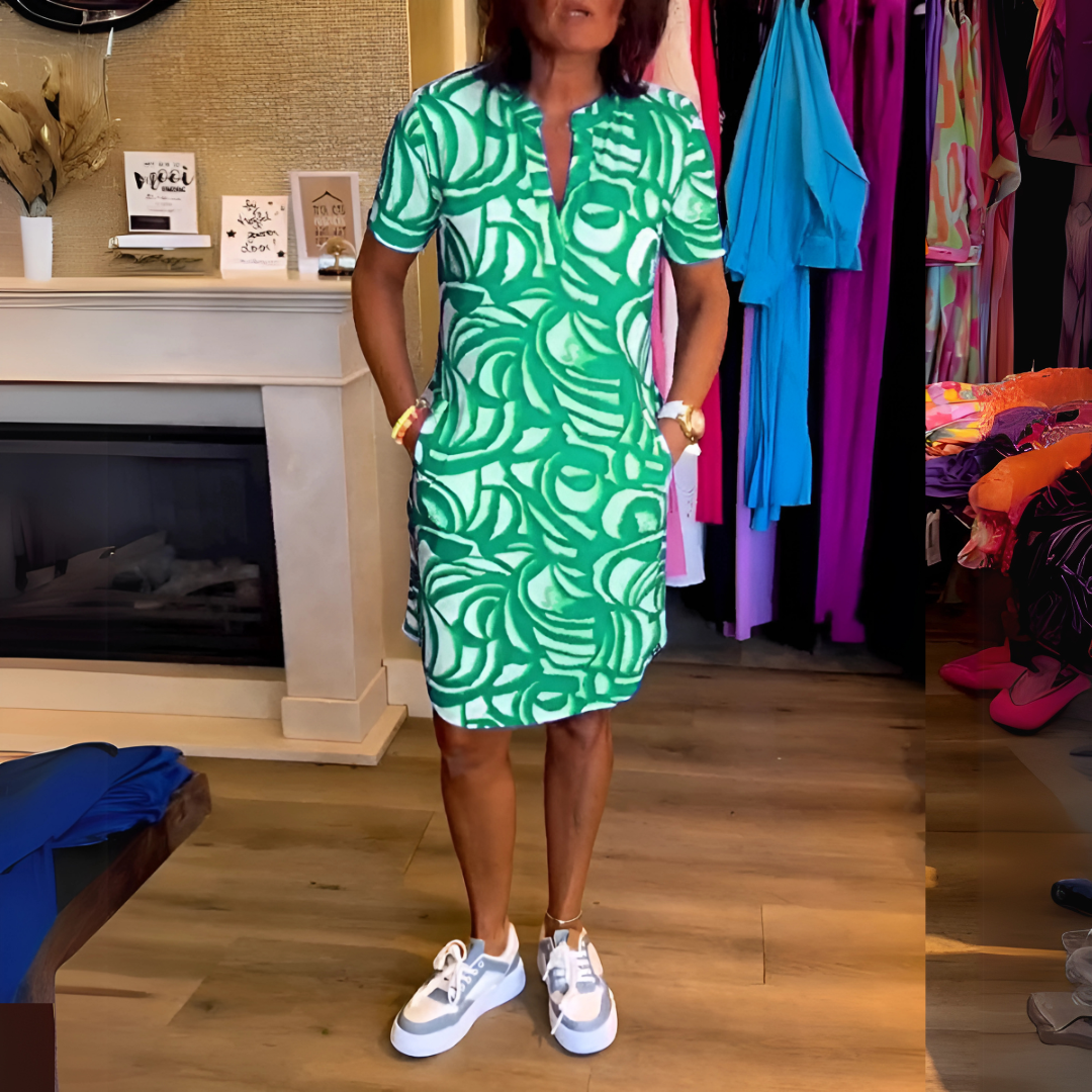 Mira - Printed V-neck dress