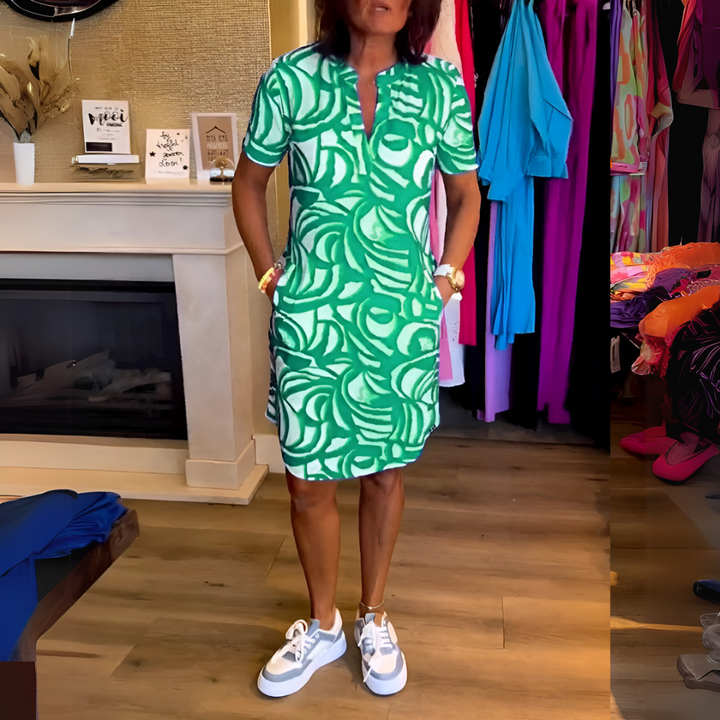 Mira - Printed V-neck dress