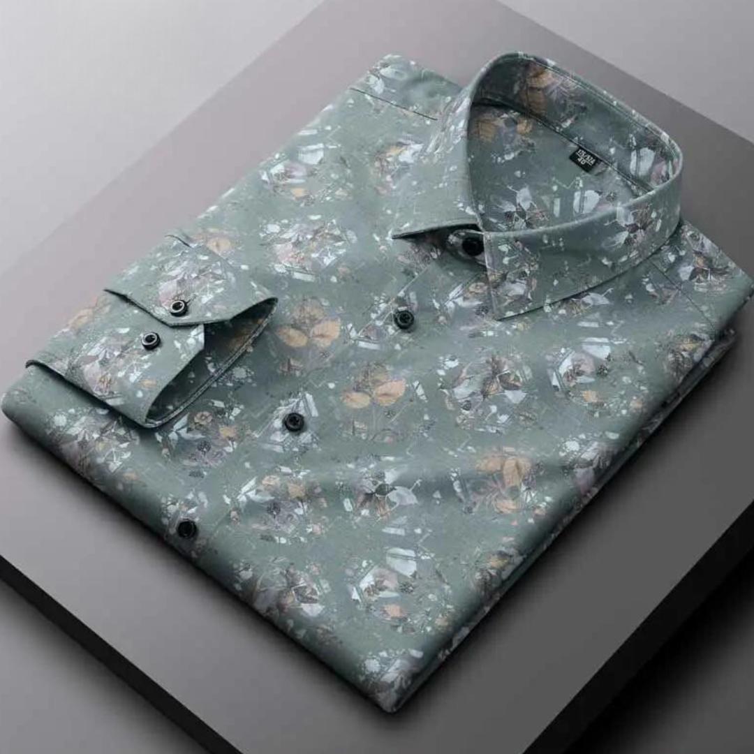 Men’s Printed Dress Shirt | Slim Fit Button-Down | Modern Casual Office Wear