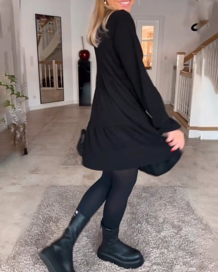 Aida - Simple Retro Long Sleeve Dress