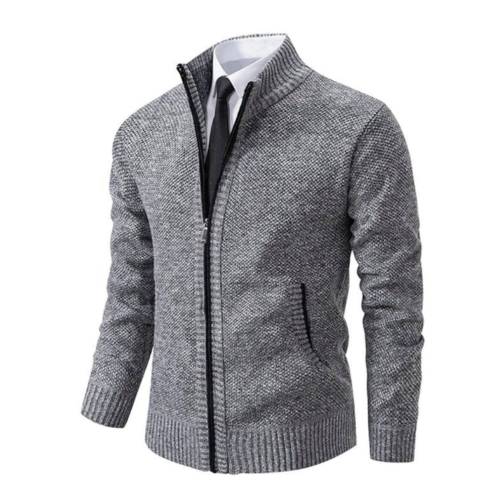 Men’s Full Zip Knit Jacket | Ribbed Trim | Lightweight Layer