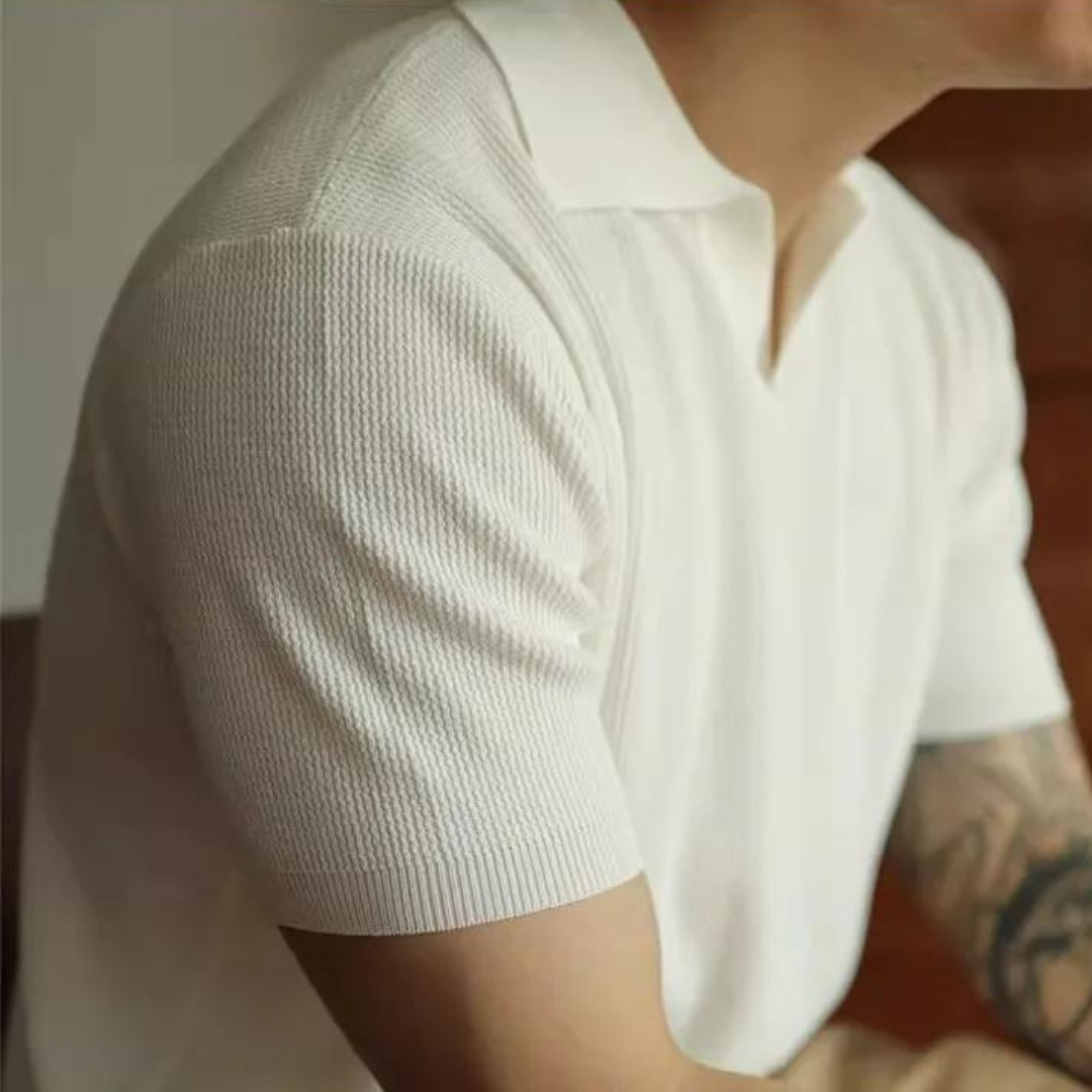 Spencer - Ribbed Knit Polo Shirt