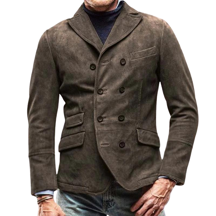 Men's Double-Breasted Suede Blazer | Structured Fall Jacket | Smart-Casual Outerwear Canada
