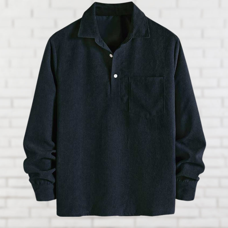 Men’s Corduroy Popover Shirt | Soft Textured Pullover | Relaxed Smart Casual Layer