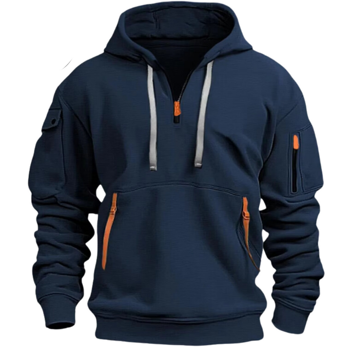 Men’s Tactical Quarter-Zip Hoodie | Utility Pullover with Zip Pockets