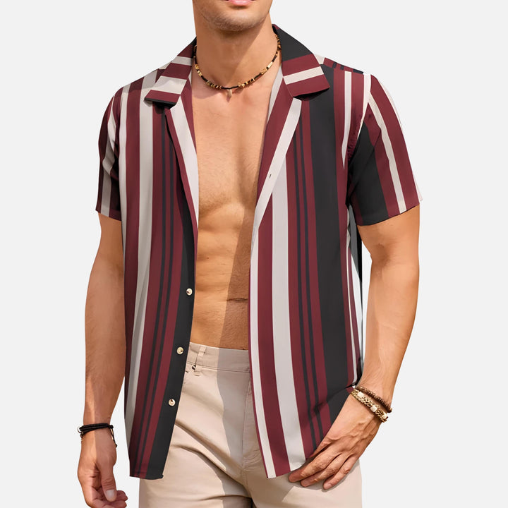 Men’s Cuban Collar Short Sleeve Shirt | Colour Block Button-Down | Casual Summer Top Canada