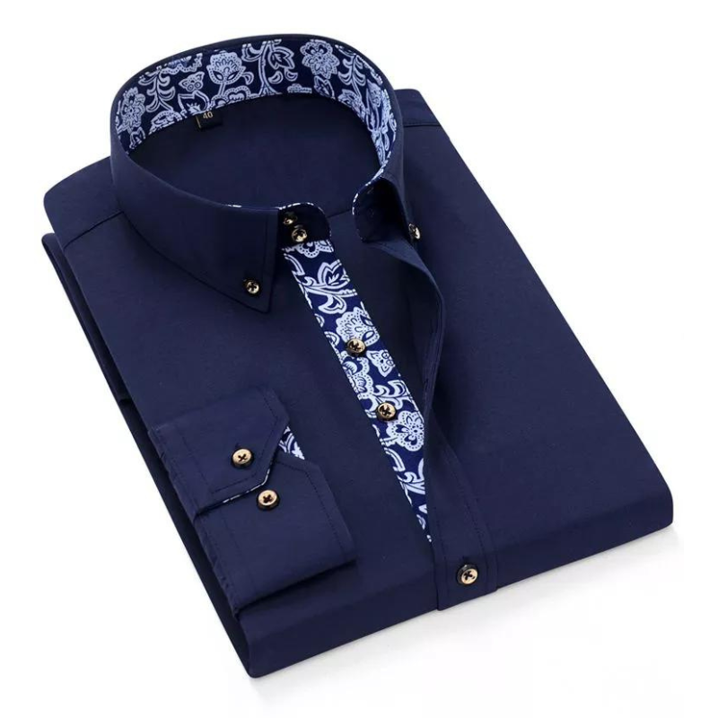 Men’s Dress Shirt with Contrast Paisley Detail | Smart Casual Button-Up