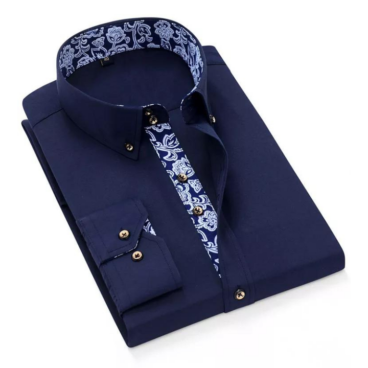 Men’s Dress Shirt with Contrast Paisley Detail | Smart Casual Button-Up