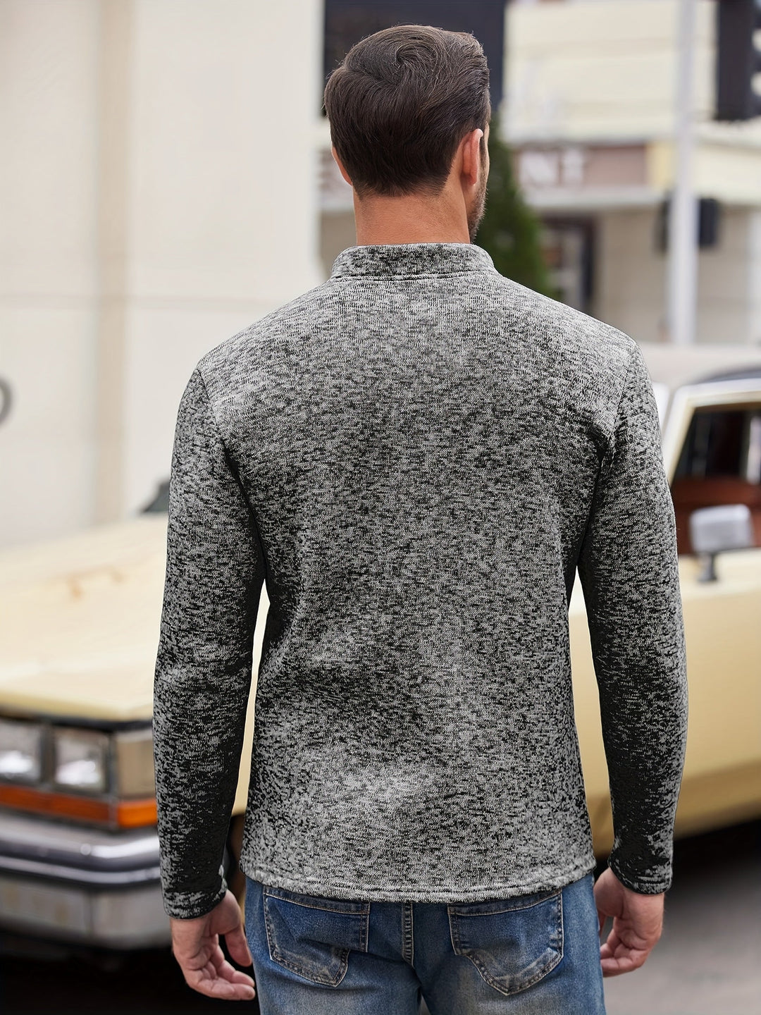 Men’s Marled Knit Henley Sweater | 3-Button Shawl Collar | Lightweight Pullover Layer