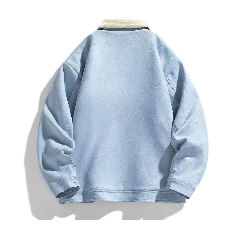 Men’s Sherpa-Lined Denim Jacket | Warm Fleece Collar | Casual Outerwear