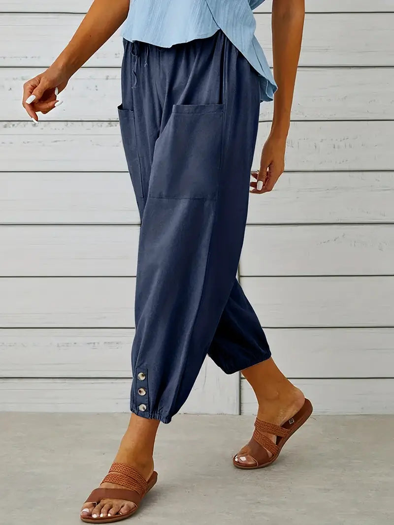 Women's Cropped Jogger Pants | Lightweight Elastic Waist | Casual Summer Lounge Pants