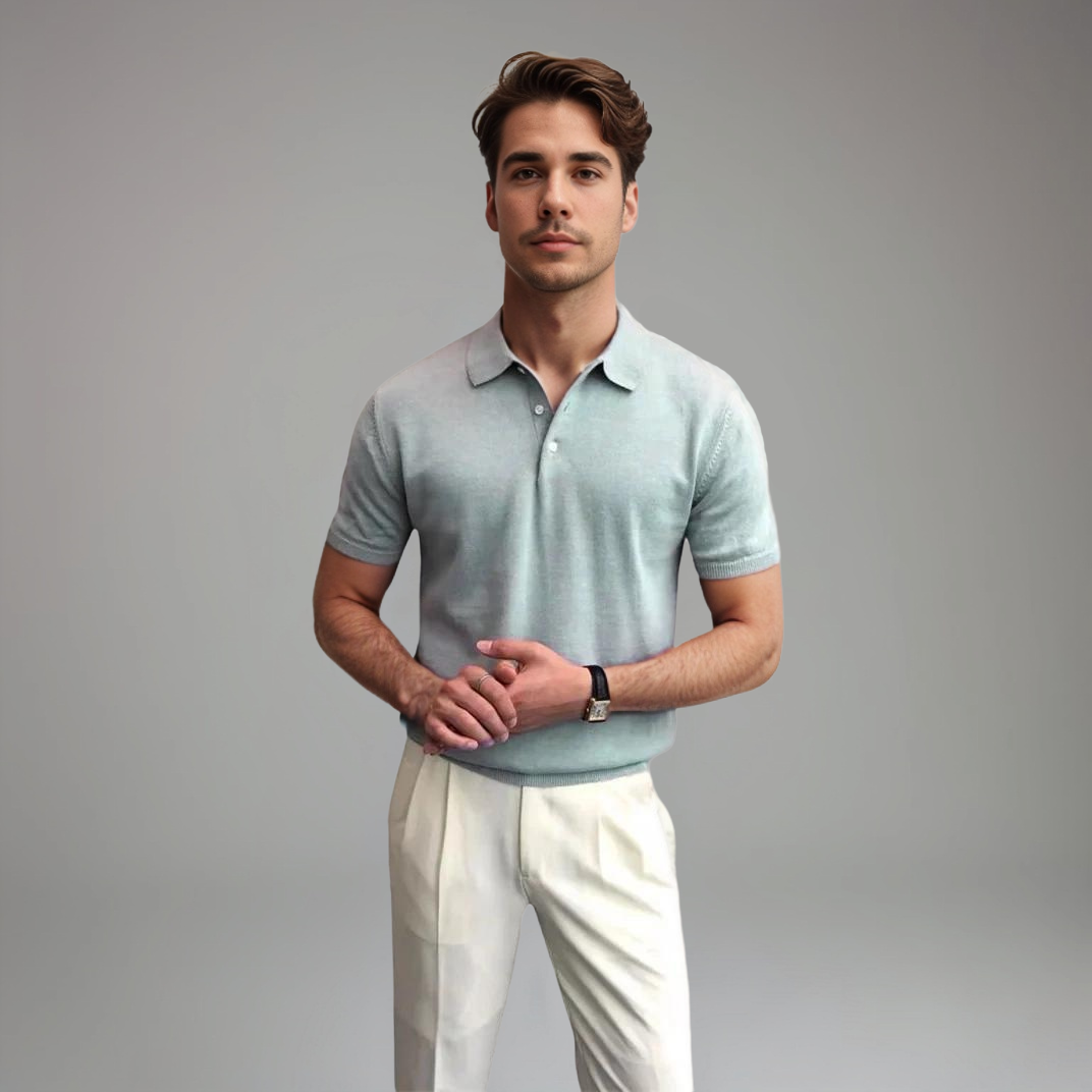 Knit Button Polo Shirt | Soft Touch Fabric with Classic Collar