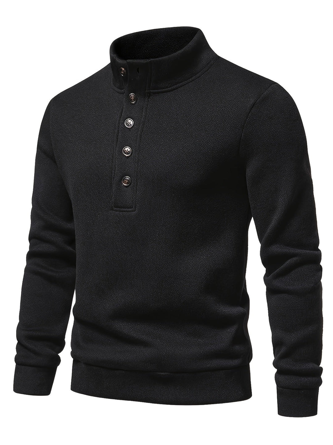 Men’s Button Mock Neck Sweater | Textured Knit Pullover | Cold Weather Casual Essential