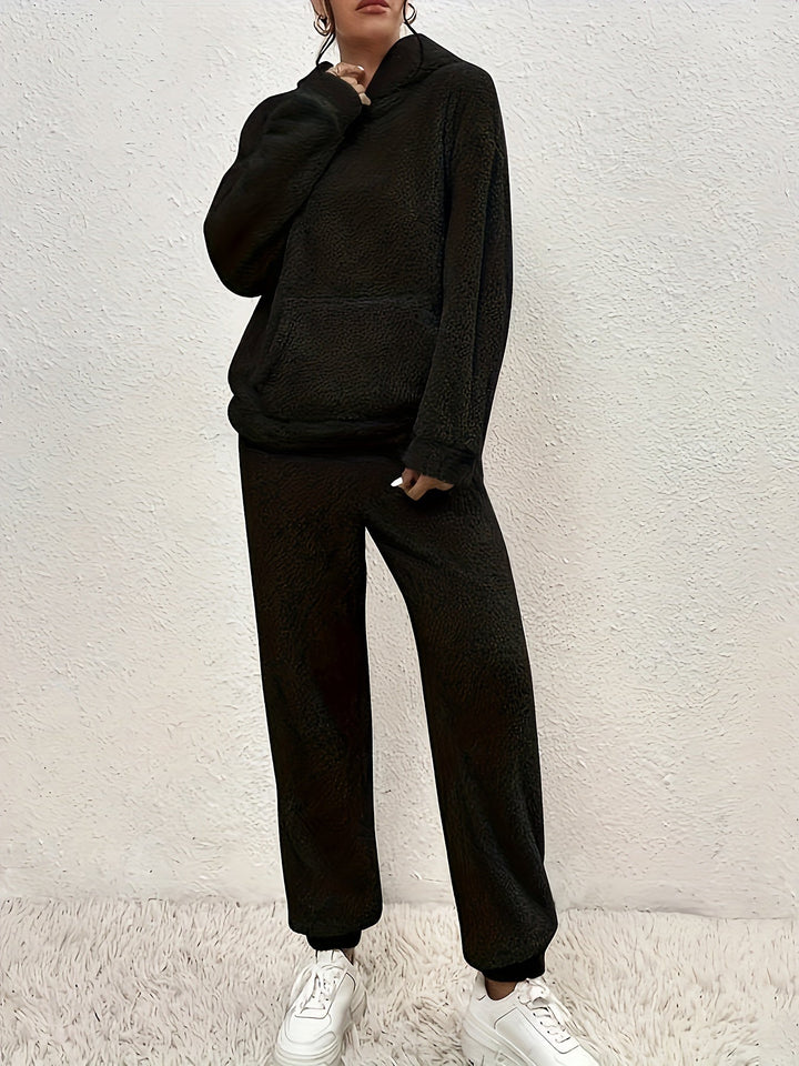 Ultra-Soft Teddy Lounge Set | Ivory | Polyester Blend | Cozy Winter Wear