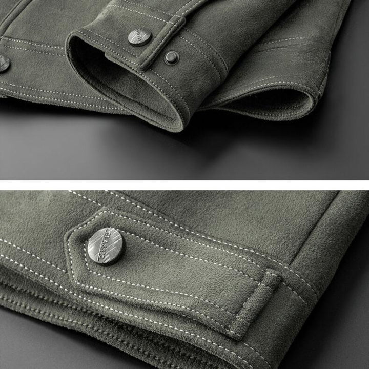 Men’s Suede Trucker Jacket | Classic Button-Up Outerwear for Transitional Weather