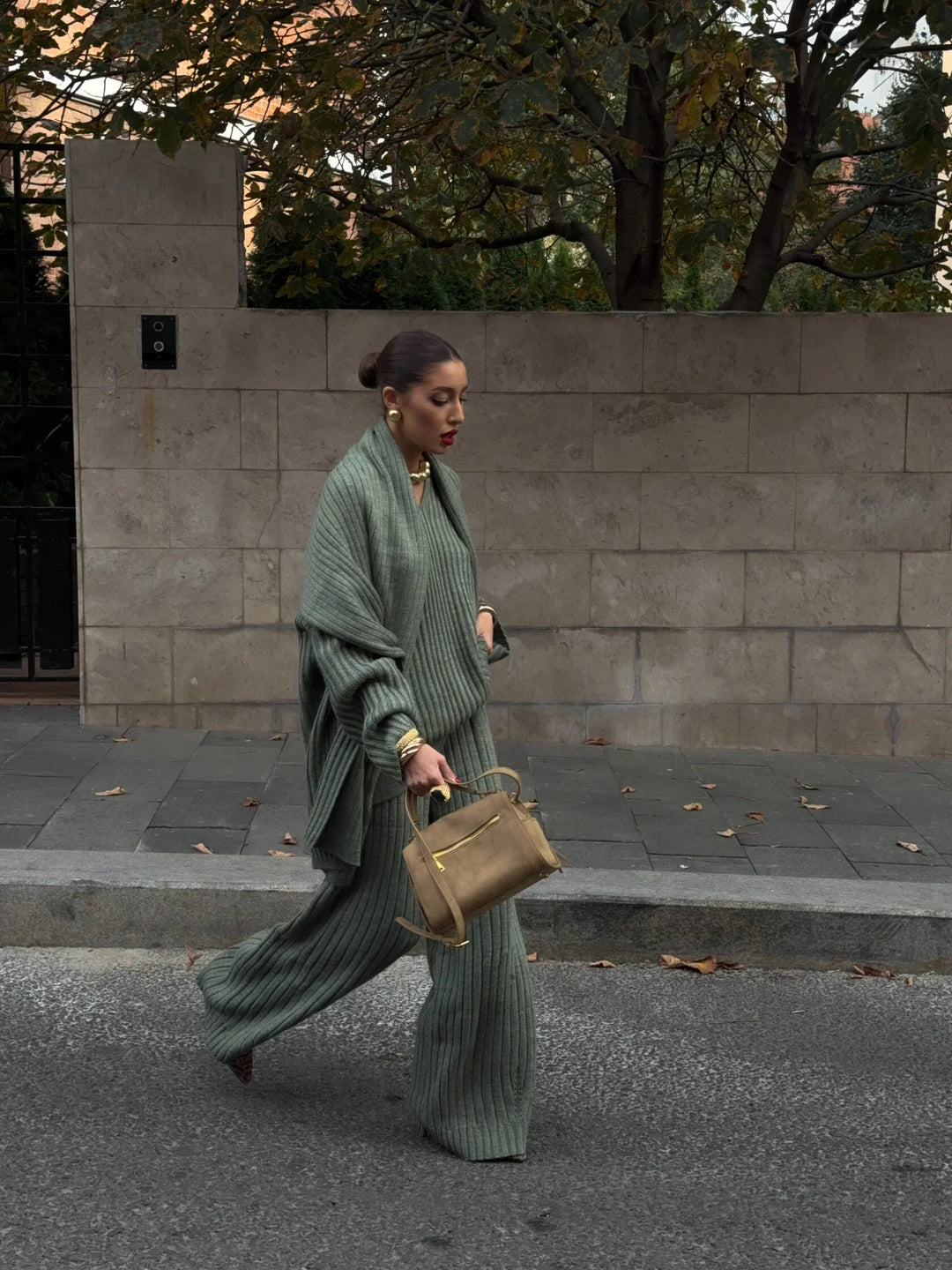 Jeannie - Burgundy set with sweater and wide leg pants