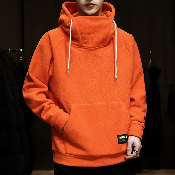 Men’s Oversized Funnel Neck Hoodie | High Collar Pullover | Casual Streetwear Fit