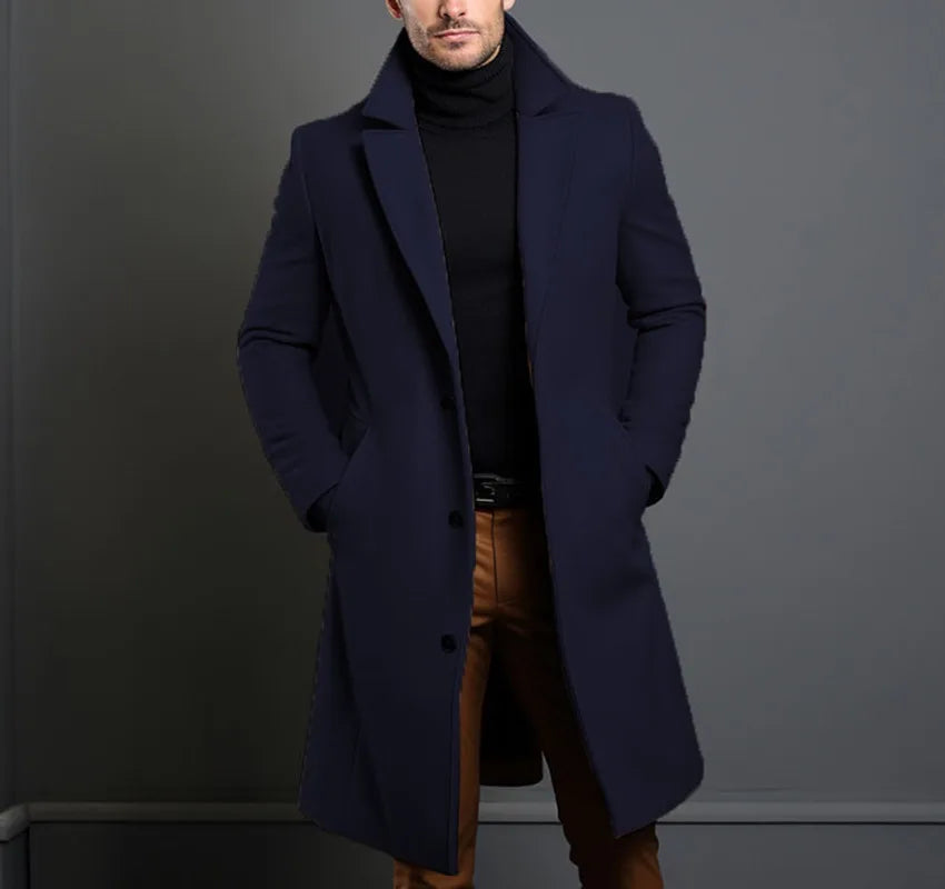 Manteau homme en laine mélangée | Coupe ajustée | Manteau habillé à simple boutonnage