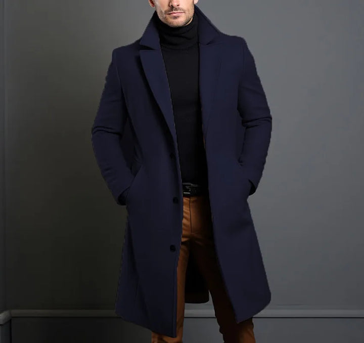 Manteau homme en laine mélangée | Coupe ajustée | Manteau habillé à simple boutonnage