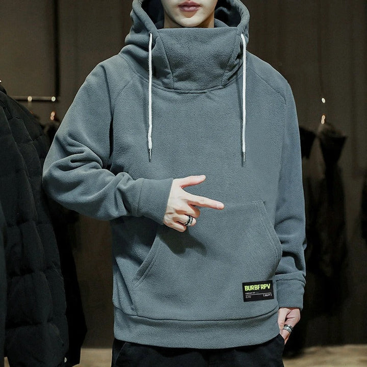 Men’s Oversized Funnel Neck Hoodie | High Collar Pullover | Casual Streetwear Fit